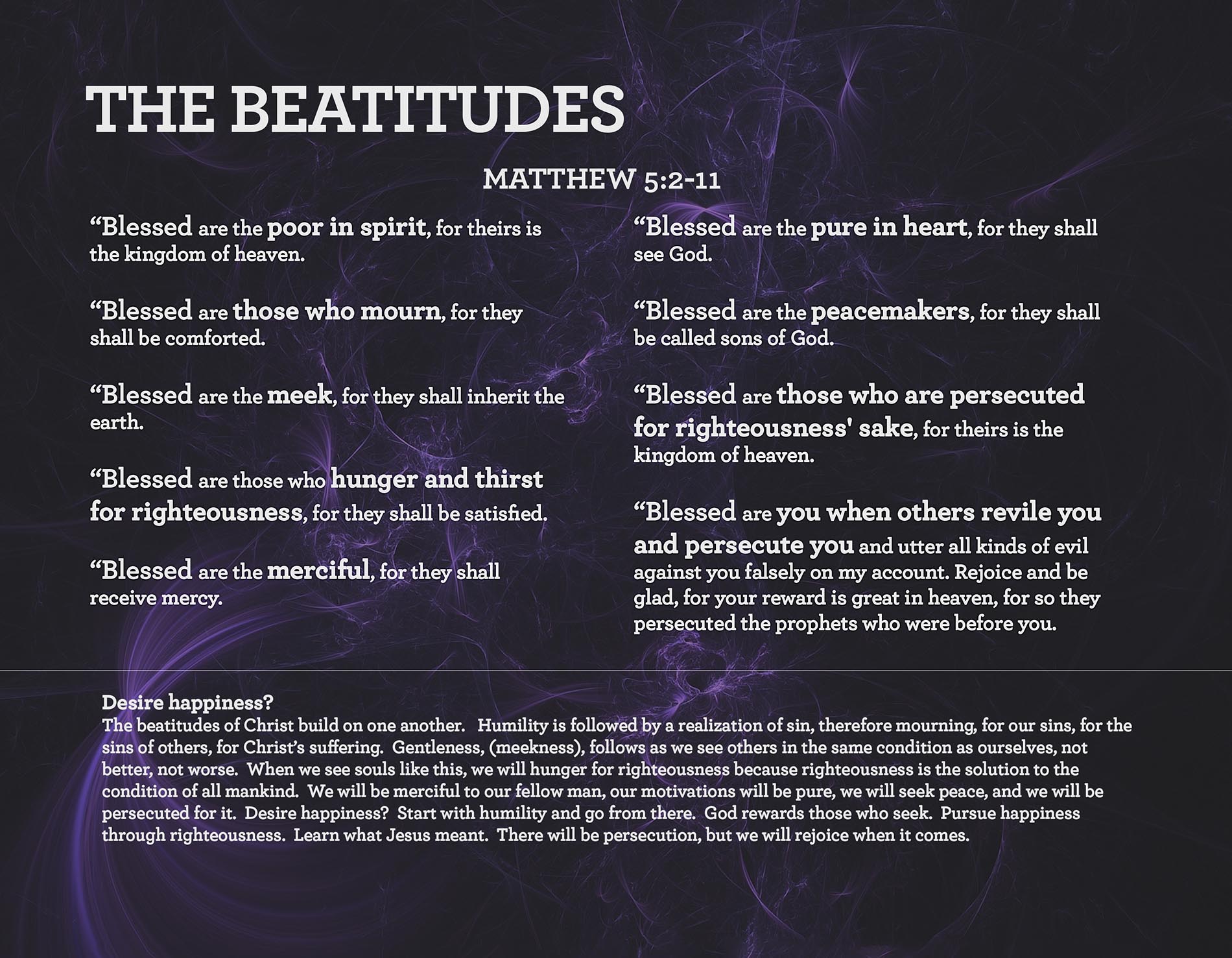 THE BEATITUDES Matthew 5:2-11